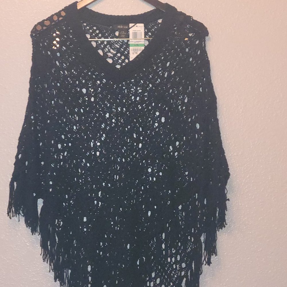 Style & Co Black Poncho Sweater  size L/XL